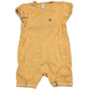 Baby Gap Peach Sea Animal Embroidered Cotton Romper 6-12 VTG 2005 Y2K Turtle